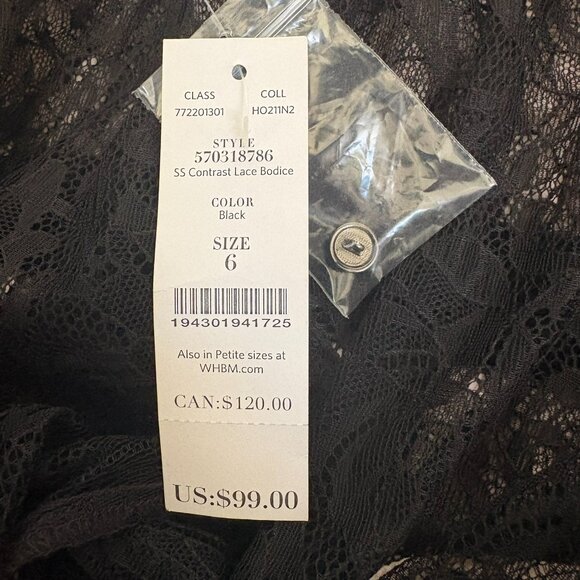 White House Black Market Lace Blouse NWT 6 - Picture 8 of 9